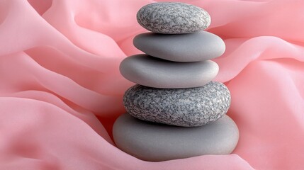 Wall Mural - Smooth stones are stacked delicately on top of each other