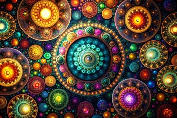 Poster - Glowing Circular Abstract Digital Design - Futuristic Pattern Background
