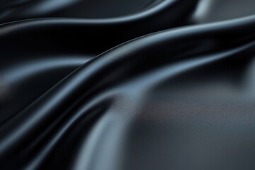 Poster - a close-up of smooth, dark fabric with gentle waves creating a luxurious and elegant abstract textur