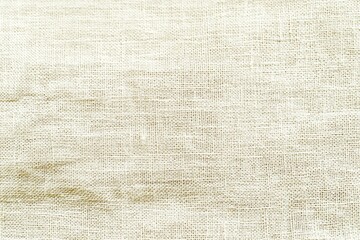 Poster - A high-resolution close-up of a light beige linen fabric, showcasing the natural texture and intricate weave of the textile material in detail.