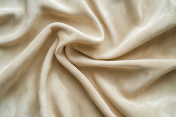 Poster - An abstract close-up of flowing beige fabric with subtle folds, creating a soft and luxurious texture, perfect for backgrounds and designs that require elegance.
