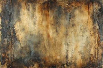 Poster - Abstract grunge background with distressed textures, featuring shades of brown, beige, black, and grey, creating a textured, aged and vintage artistic surface look.