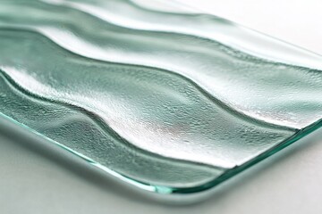 Poster - An abstract wavy glass surface with light reflections, creating a serene and elegant texture, perfect for backgrounds or design elements with a subtle, clean aesthetic.
