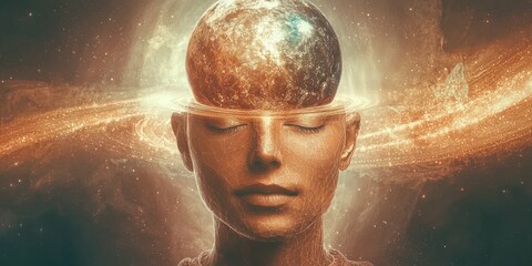 Poster - exploring mindfulness and cosmic awareness a journey into inner peace digital art surrealism concept