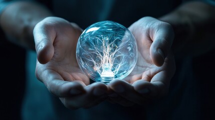 Aufkleber - A person is holding a glowing ball in their hands