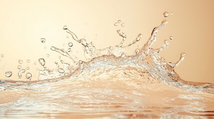 Poster - Delicate droplets of clean water splash and ripple, catching the warm golden hues of sunlight, creating a mesmerizing display of nature’s beauty in a tranquil setting