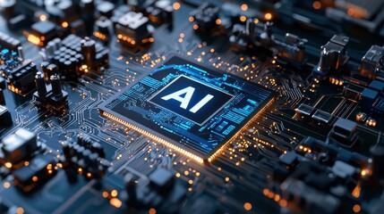 Poster - A computer chip with the letters AI on it