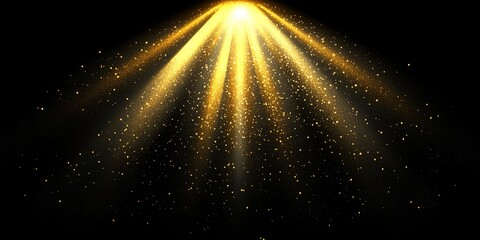 Poster - Radiant streams of golden light shining through a dark background create a magical and enchanting atmosphere