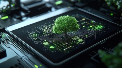 Leinwandbilder - A tablet with a tree on it