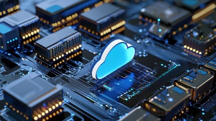 Leinwandbilder - A computer chip with a cloud on it