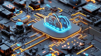 Poster - A computer chip with a cloud on it