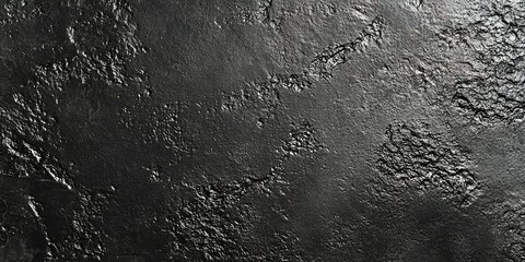 Poster - Textured black surface resembling stone or rock with uneven patterns and a glossy finish in natural light