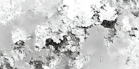 Poster - Textured surface showing a blend of cracked paint and weathered materials in grayscale tones captured during daylight