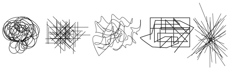 Aufkleber - random chaotic scribble lines collection pencil art set. abstract random line scribble vector elemen