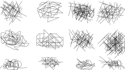 Aufkleber - random chaotic scribble lines collection pencil art set. abstract random line scribble vector elemen