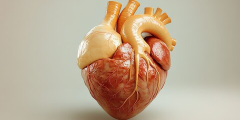 Poster - Heart anatomy representation showcasing detailed structures of human heart in a neutral background