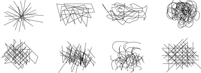 Aufkleber - random chaotic scribble lines collection pencil art set. abstract random line scribble vector elemen