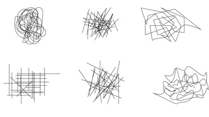 Aufkleber - random chaotic scribble lines collection pencil art set. abstract random line scribble vector elemen