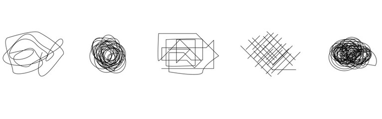 Aufkleber - random chaotic scribble lines collection pencil art set. abstract random line scribble vector elemen