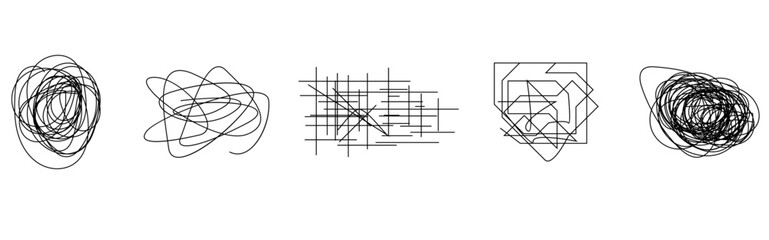 Aufkleber - random chaotic scribble lines collection pencil art set. abstract random line scribble vector elemen