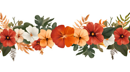 Wall Mural - PNG Vibrant floral border with greenery