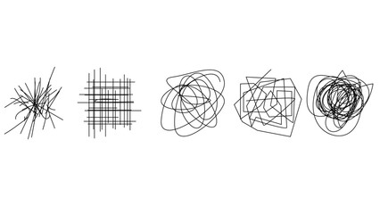 Aufkleber - Random chaotic scribble lines collection pencil art set. Abstract random line scribble vector elements including various messy and random lines for design,