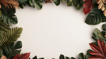 Wall Mural - PNG Lush tropical leaves border frame