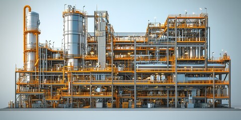 Poster - Detailed industrial facility showcasing complex machinery and infrastructure at a manufacturing site
