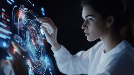 Aufkleber - A woman is using a computer to draw a picture