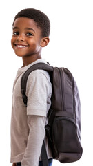 png african american boy smiling backpack portrait student.