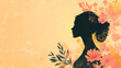 © Dudarte - Imagem ilustrada com perfil feminino para o Dia das Mulheres, com folhas em tons pastéis, celebração delicada e inspiradora