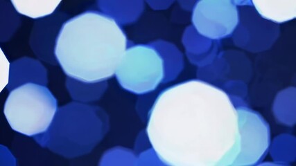 Poster - abstract blue bokeh lights background with hexagonal shapes, nighttime ambiance concept