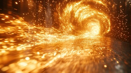 Wall Mural - Fiery vortex tunnel, glowing particles