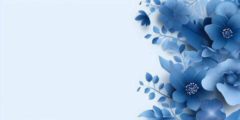 Poster - Blue background with white and blue paper cutout