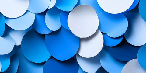 Poster - Blue background with white and blue paper cutout