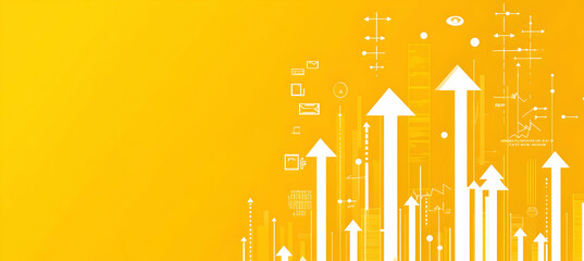 Poster - Arrows and upward arrows on a yellow background