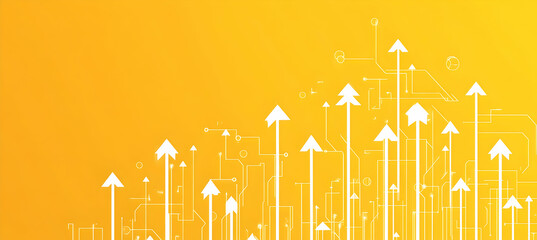 Poster - Arrows and upward arrows on a yellow background