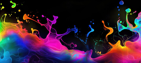 Canvas Print - Multi-colored paint on a black background
