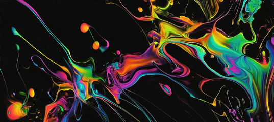 Canvas Print - Multi-colored paint on a black background
