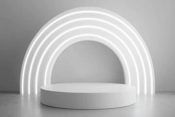 Poster - 3D Render colorful minimalist podiums on vibrant background designed with generative AI