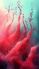 Wall Mural - Abstract red and aqua color splash with bubbles in soft focus