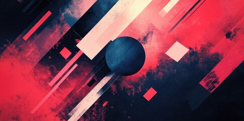 Poster - Abstract geometric design features a circle lines and rectangles