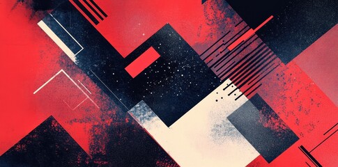 Poster - Abstract geometric shapes are arranged in a dynamic composition