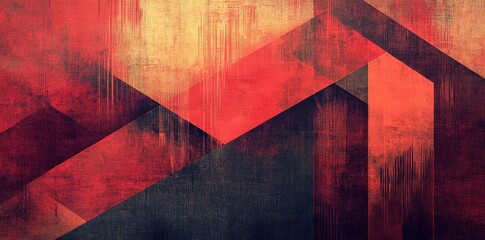 Poster - Abstract geometric composition with intersecting shapes and textural overlay