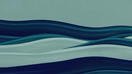 Poster - Abstract ocean waves in blue tones, calming and fluid art concept