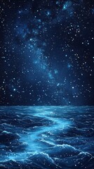 Wall Mural - ocean waves beneath the majestic starry night sky