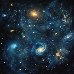Wall Mural - a celestial panorama displays swirling galaxies and distant stars