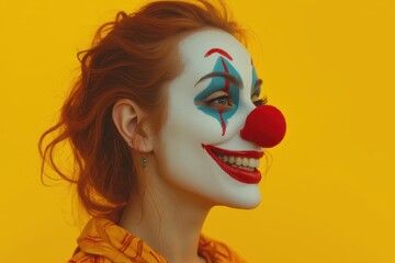 Wall Mural - a woman with red hair and a clown face