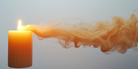 Poster - Warm light from a candle creates a swirling orange smoke in a calm environment, showcasing an artistic display of movement and serenity