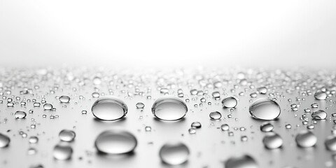 Poster - Water droplets collected on a smooth surface create a serene and calming aesthetic in a minimalist setting